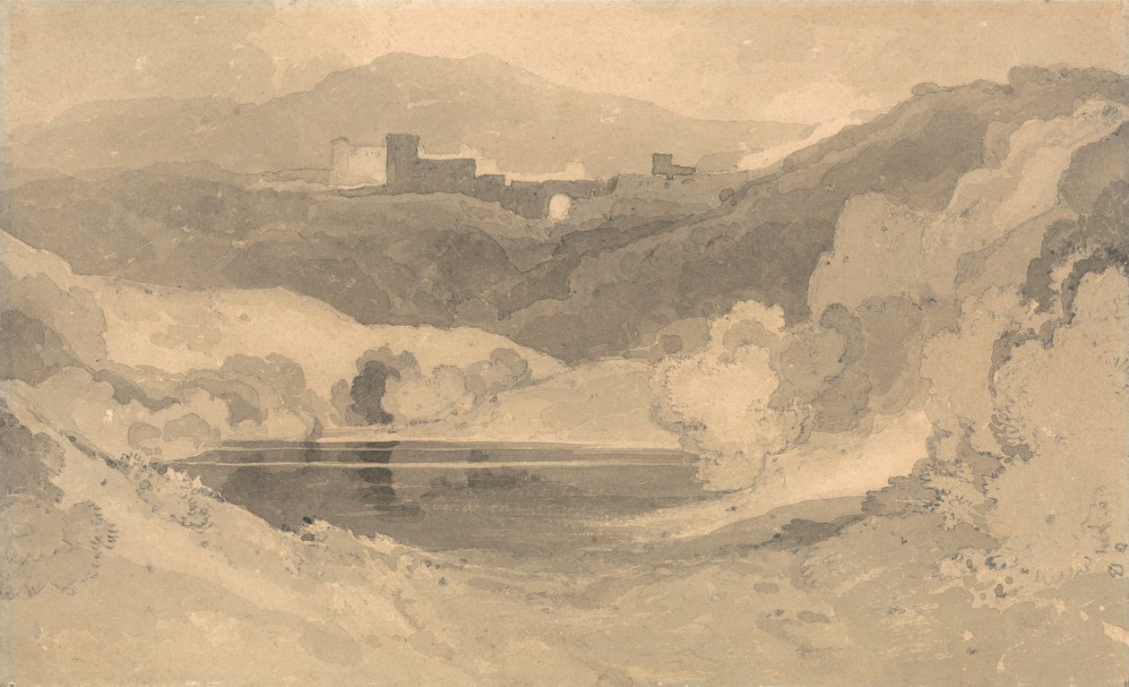 Castelo em uma paisagem de John Sell Cotman