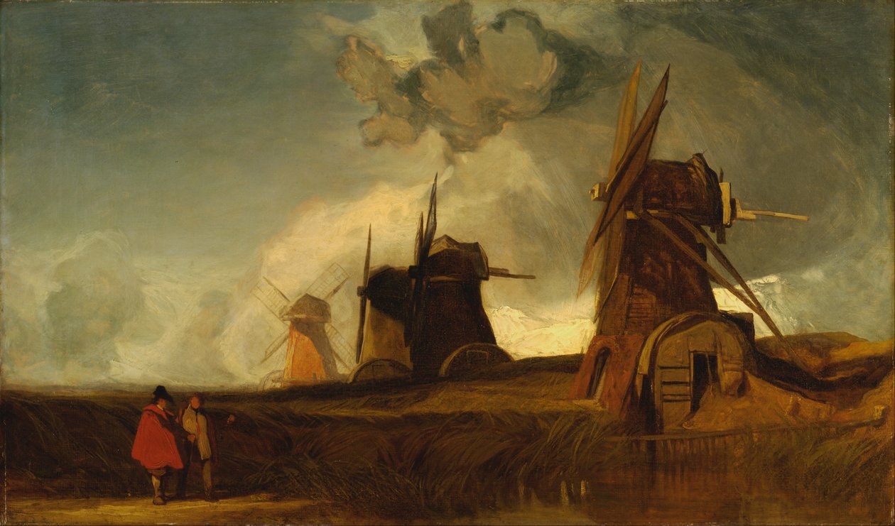 Moinhos de drenagem no Fens, Croyland, Lincolnshire de John Sell Cotman