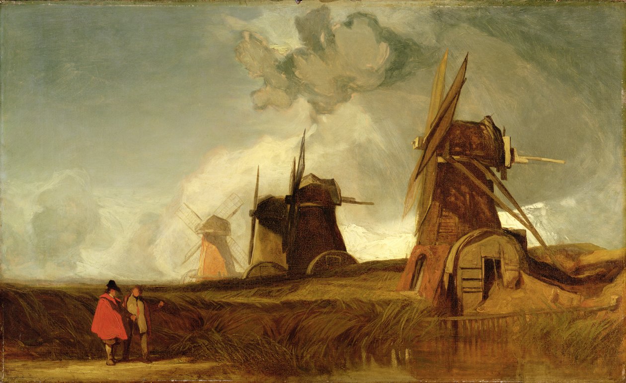 Moinhos de drenagem no Fens, Croyland, Lincolnshire, c.1830-40 de John Sell Cotman