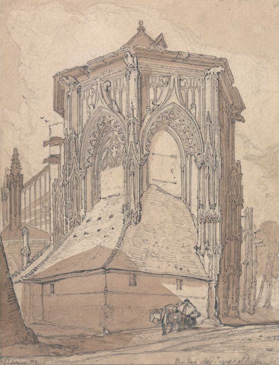 East End de Saint Jacques em Dieppe, Normandia de John Sell Cotman