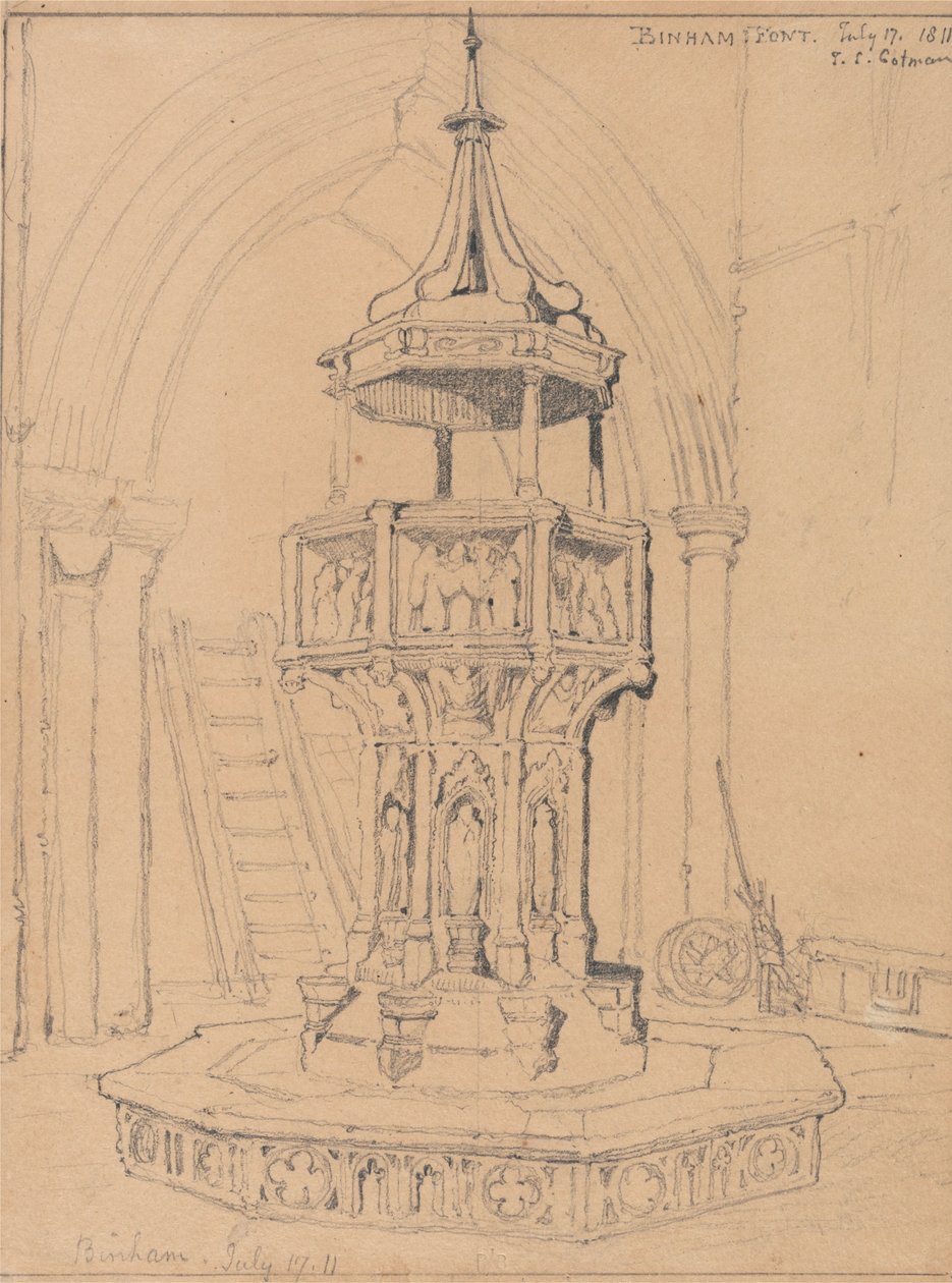 Fonte em Igreja Binham, Norfolk de John Sell Cotman