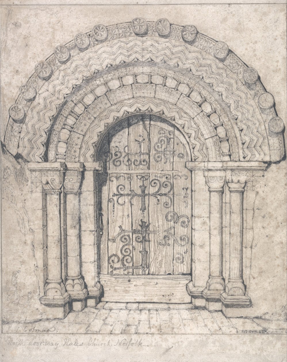 Entrada norte, de, Hales, igreja, norfolk de John Sell Cotman