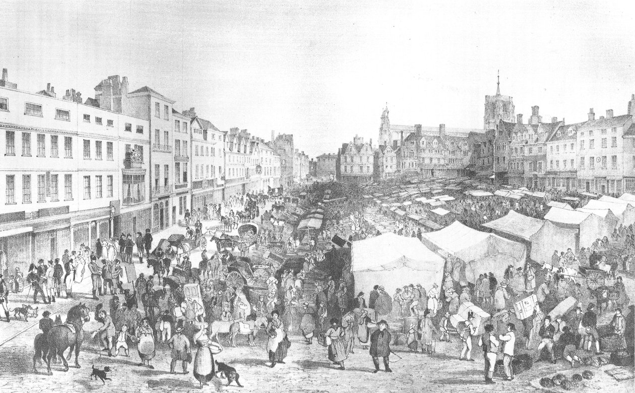 Norwich Market Place, John Vender Cotman, litógrafo H. Ninham de John Sell Cotman