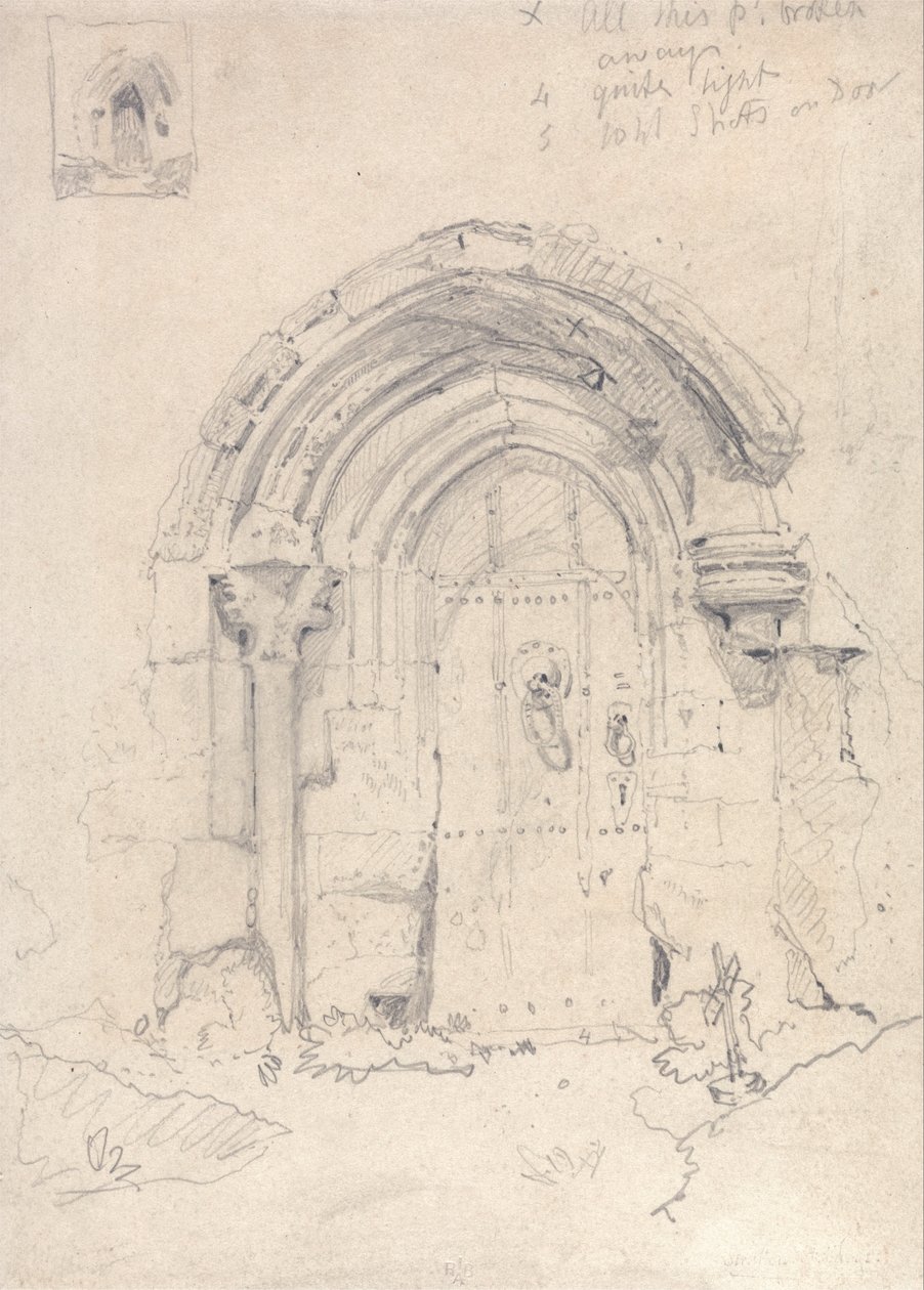 Pórtico da Igreja de Stratton Saint Marys, Norfolk de John Sell Cotman