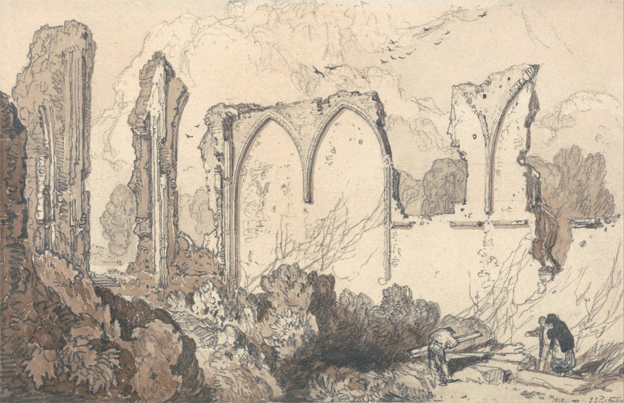 Ruína atrás da escola livre, Thetford, Suffolk de John Sell Cotman