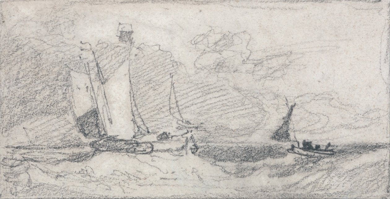 Navegação Wherries e barcos em um mar agitado de John Sell Cotman