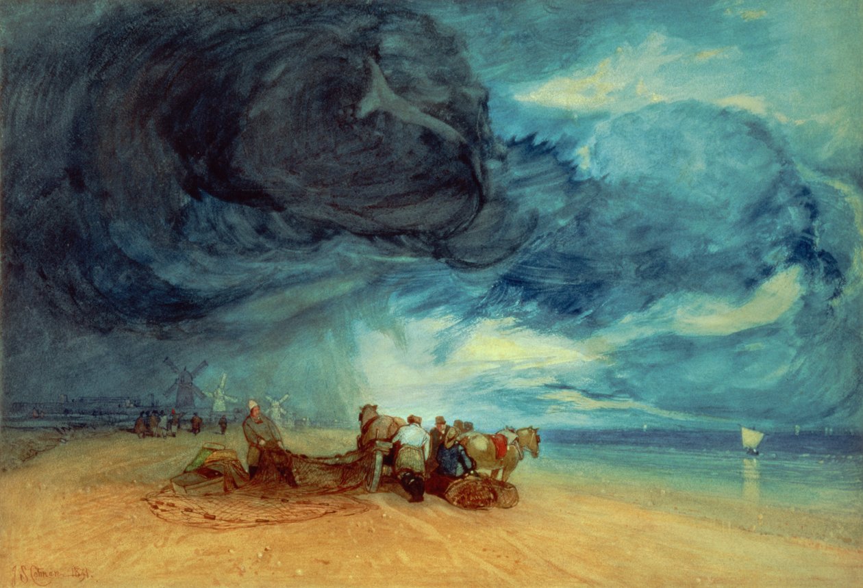 Tempestade na praia de Yarmouth, 1831 de John Sell Cotman