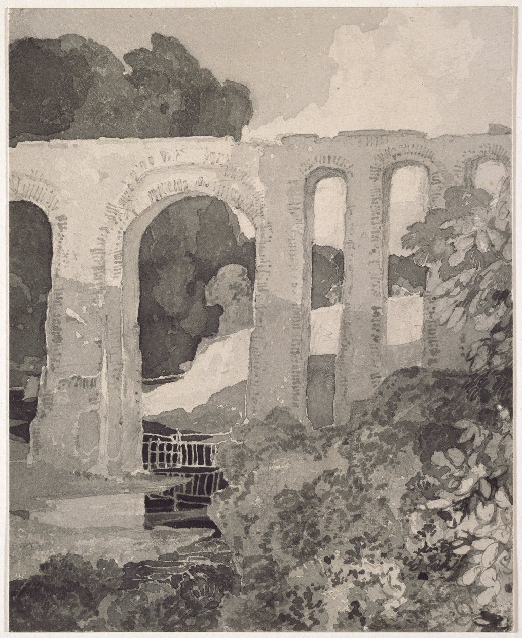 Aqueduto de Telford (grafite e lavagem cinza) de John Sell Cotman