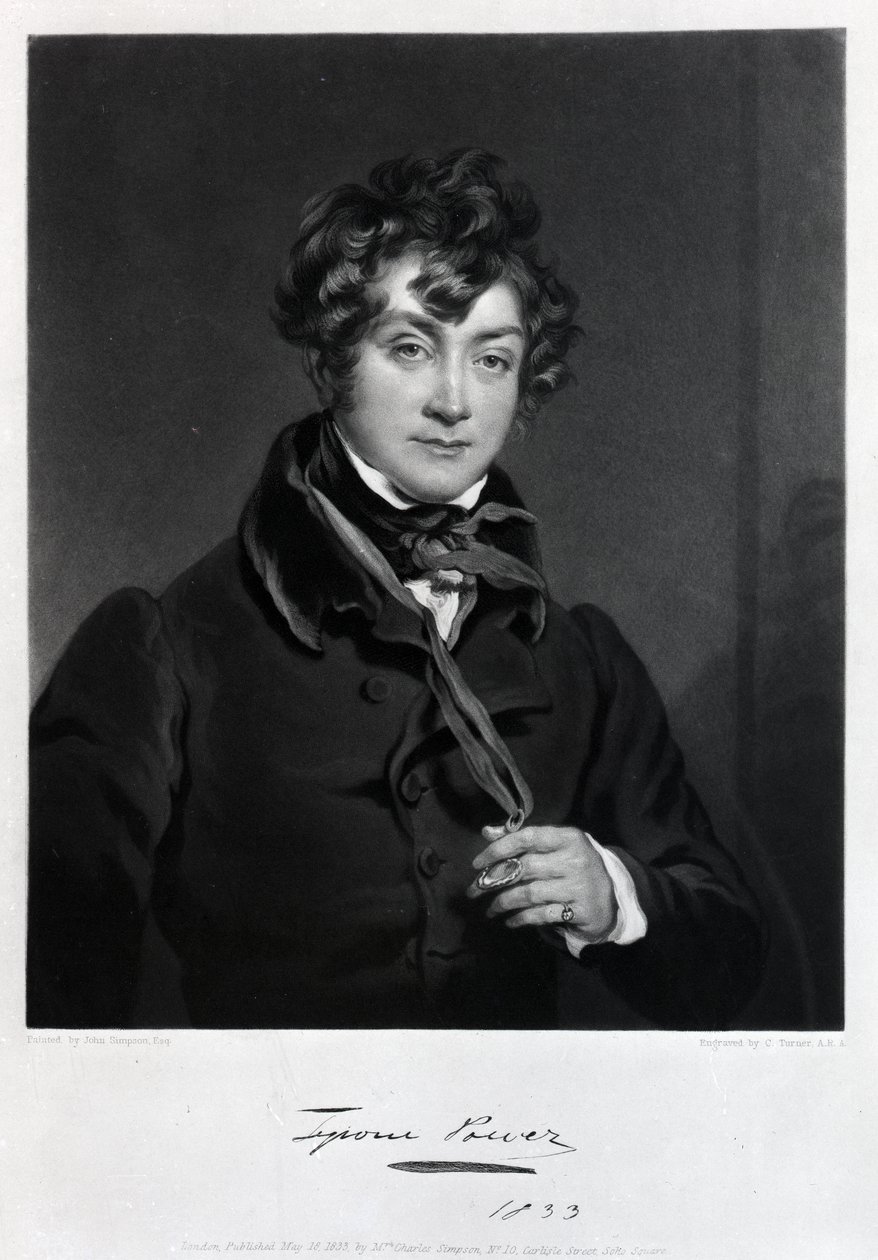 Tyrone Power, gravado por James Sands, c.1833 de John Simpson