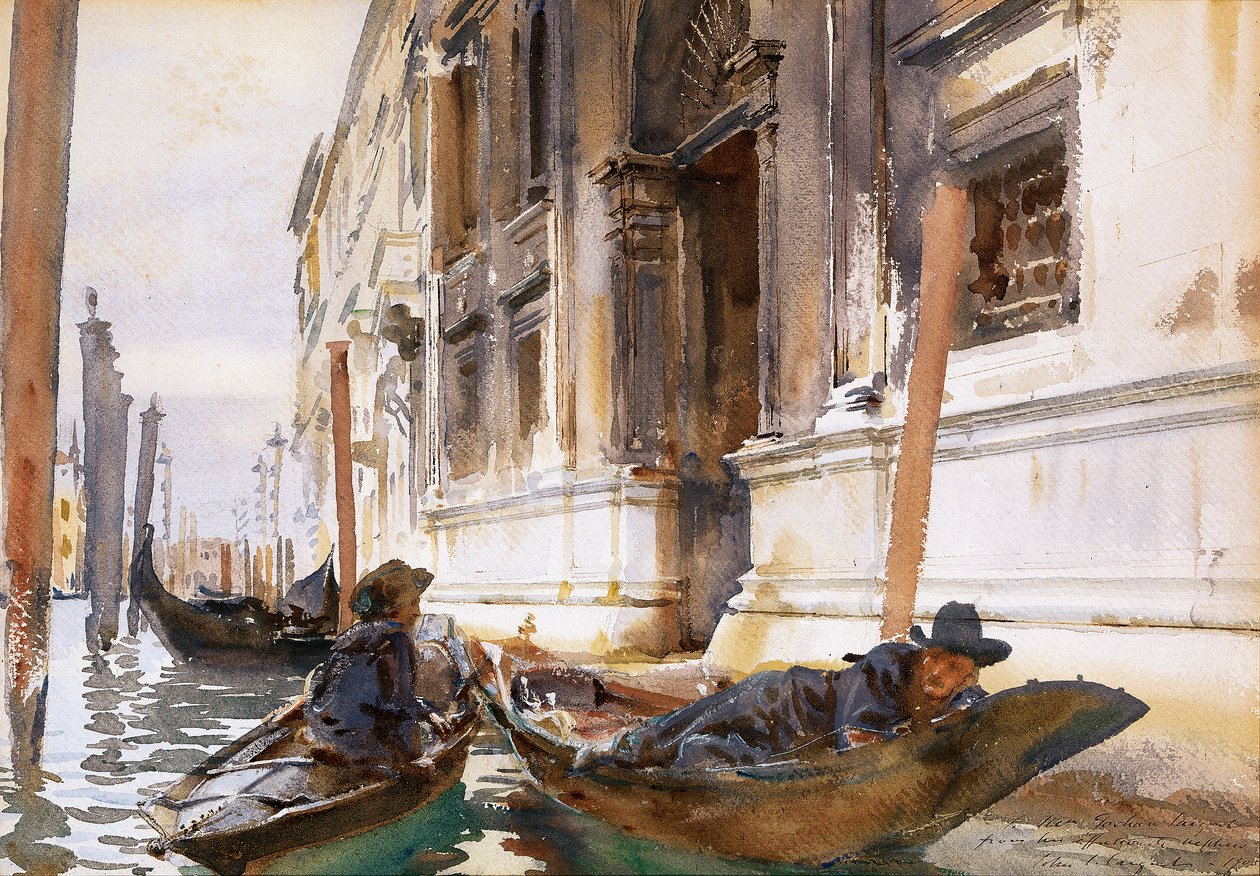 Gondoleiros SiestanFrancais: Gondoleiros Siestan de John Singer Sargent