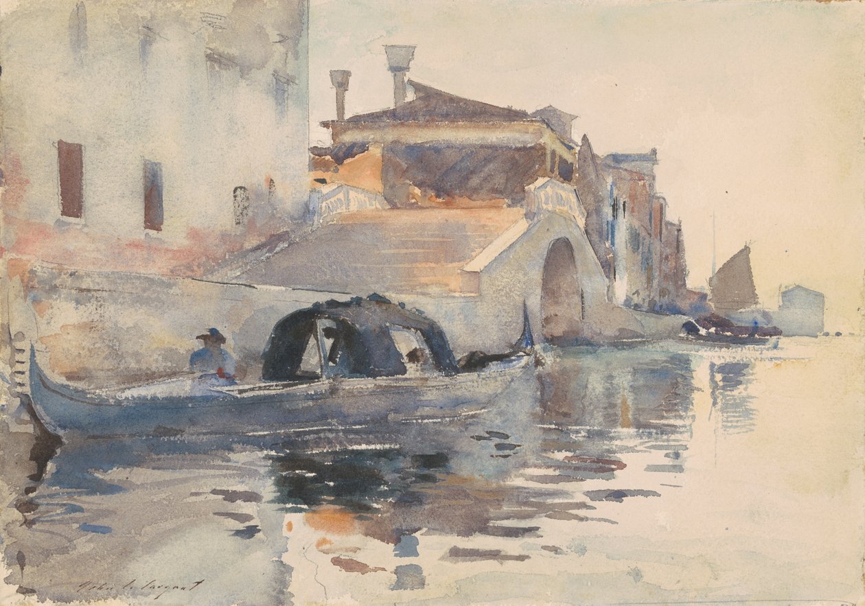 Canal Scene, Ponte Panada, Fondamenta Nuove, Veneza, c.1880-82 (wc sobre lápis sobre papel) de John Singer Sargent