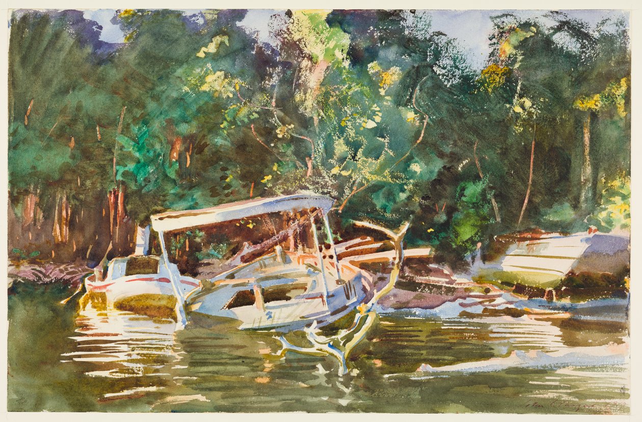 Derelicts, 1917 (wc sobre grafite em papel de textura off white branco médio) de John Singer Sargent