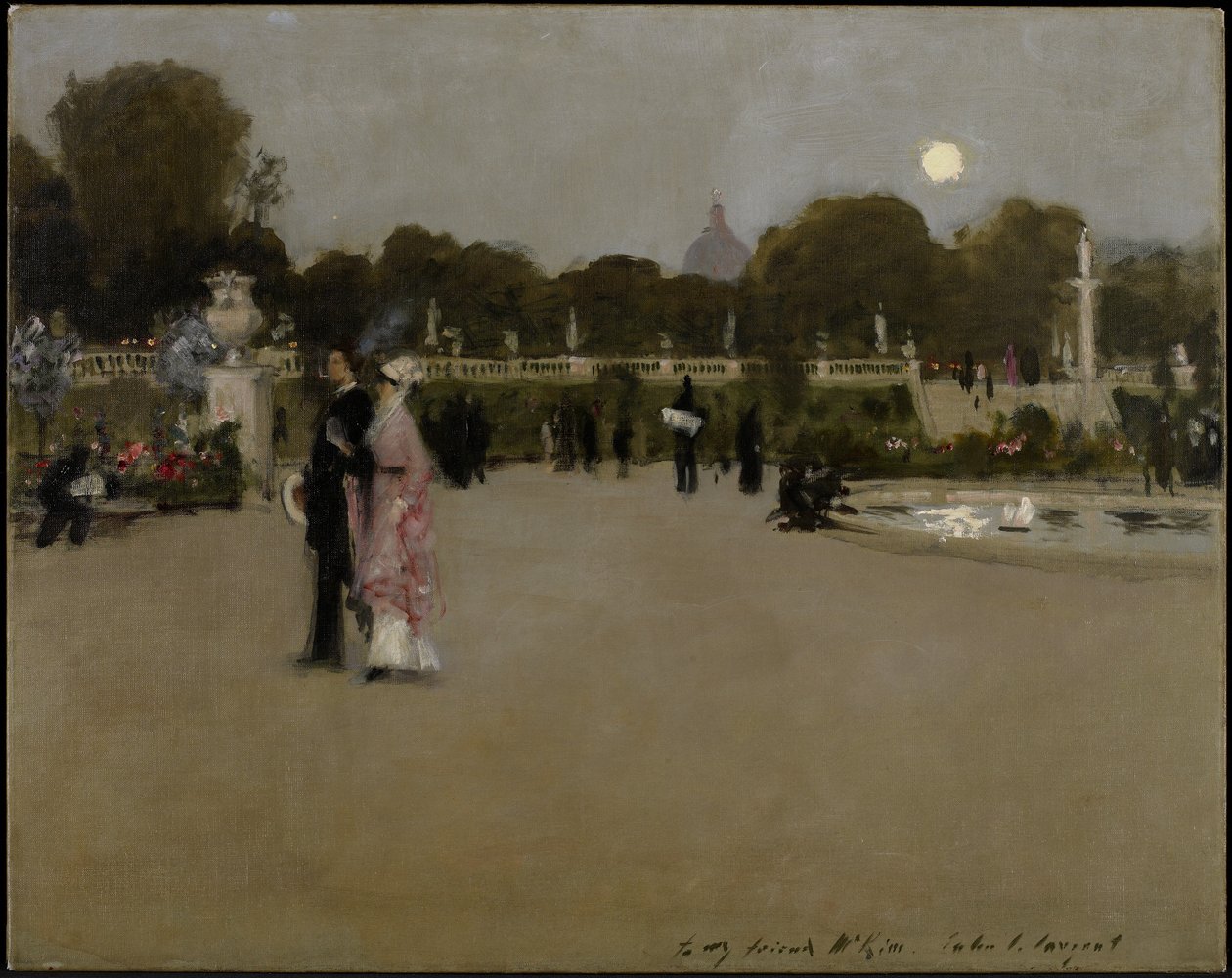 Jardins do Luxemburgo no crepúsculo, 1879 de John Singer Sargent