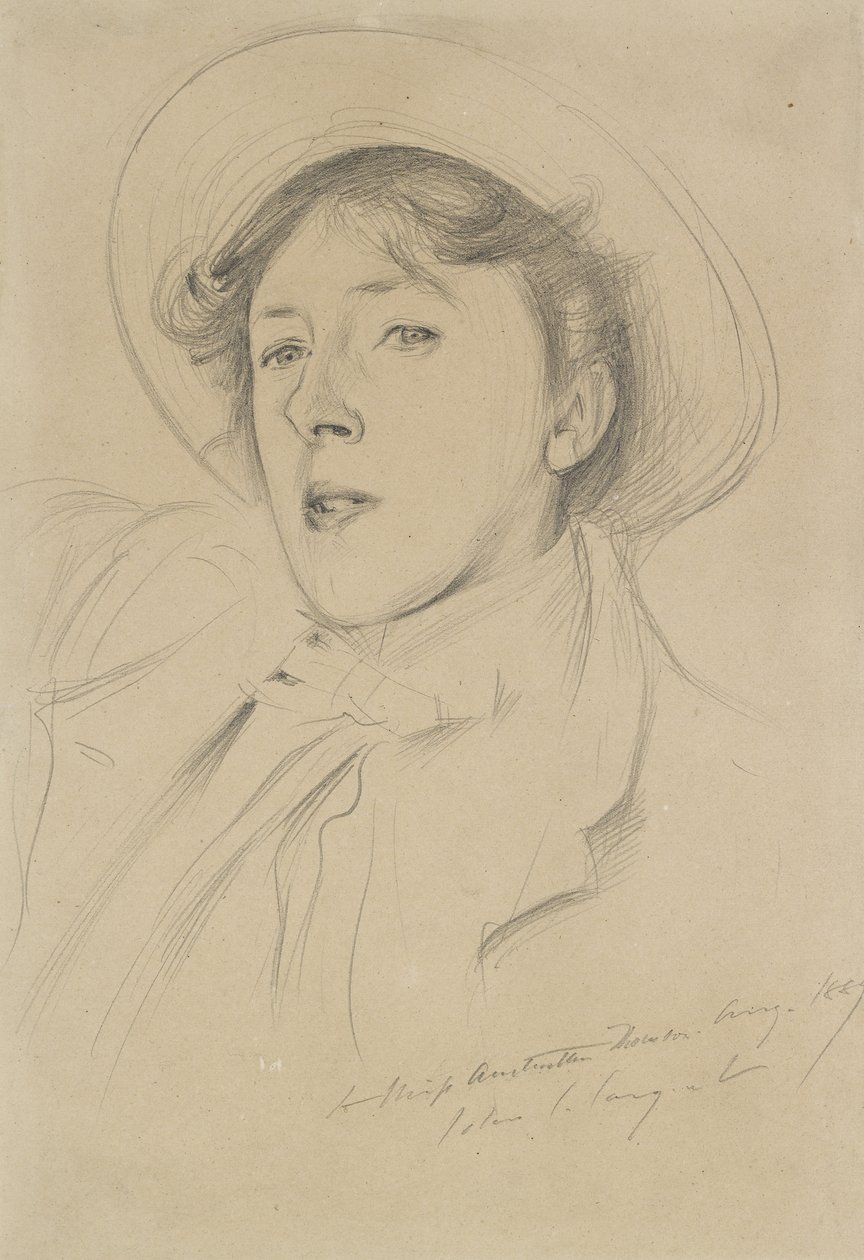 Retrato de Vernon Lee, 1889 (grafite em papel pálido) de John Singer Sargent