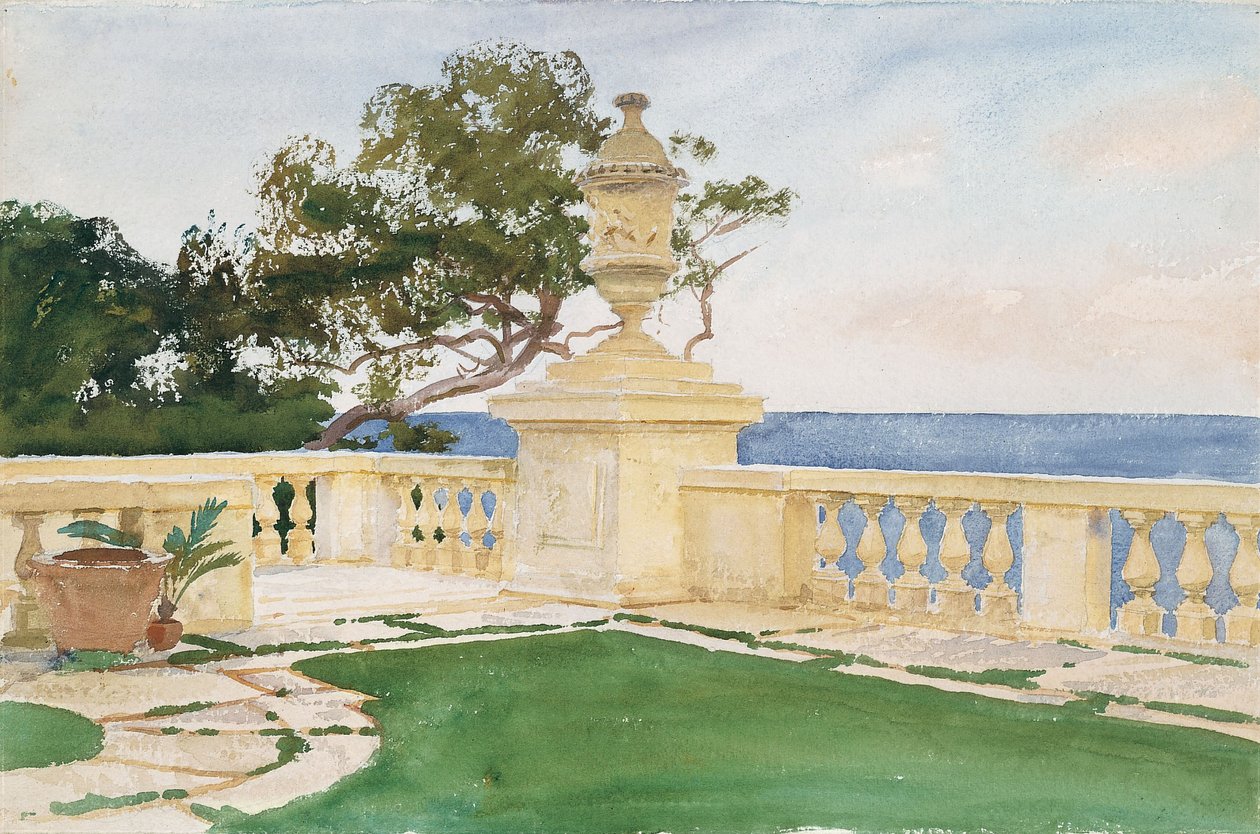 Terraço, Vizcaya, 1917 (wc e grafite em papel branco) de John Singer Sargent