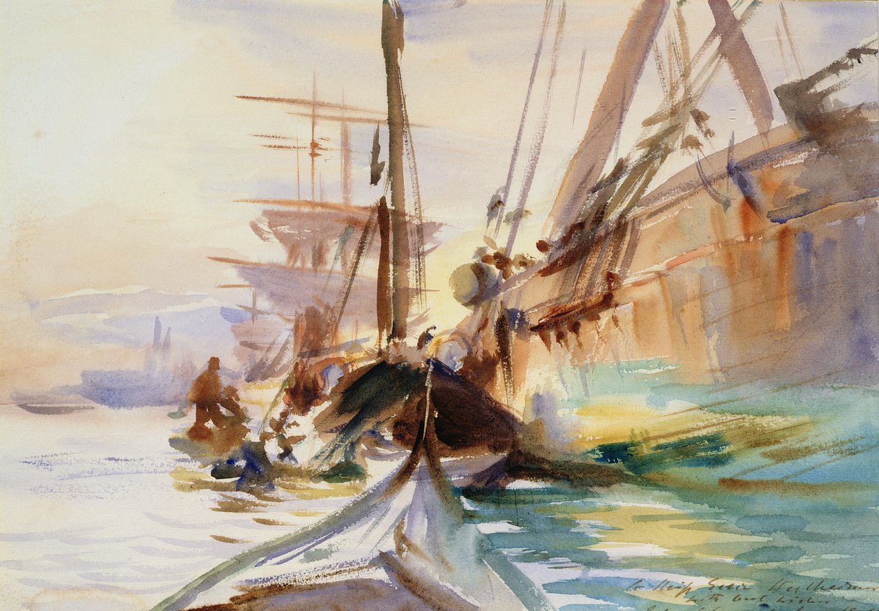 Descarregando barcos em Veneza, 1904 de John Singer Sargent