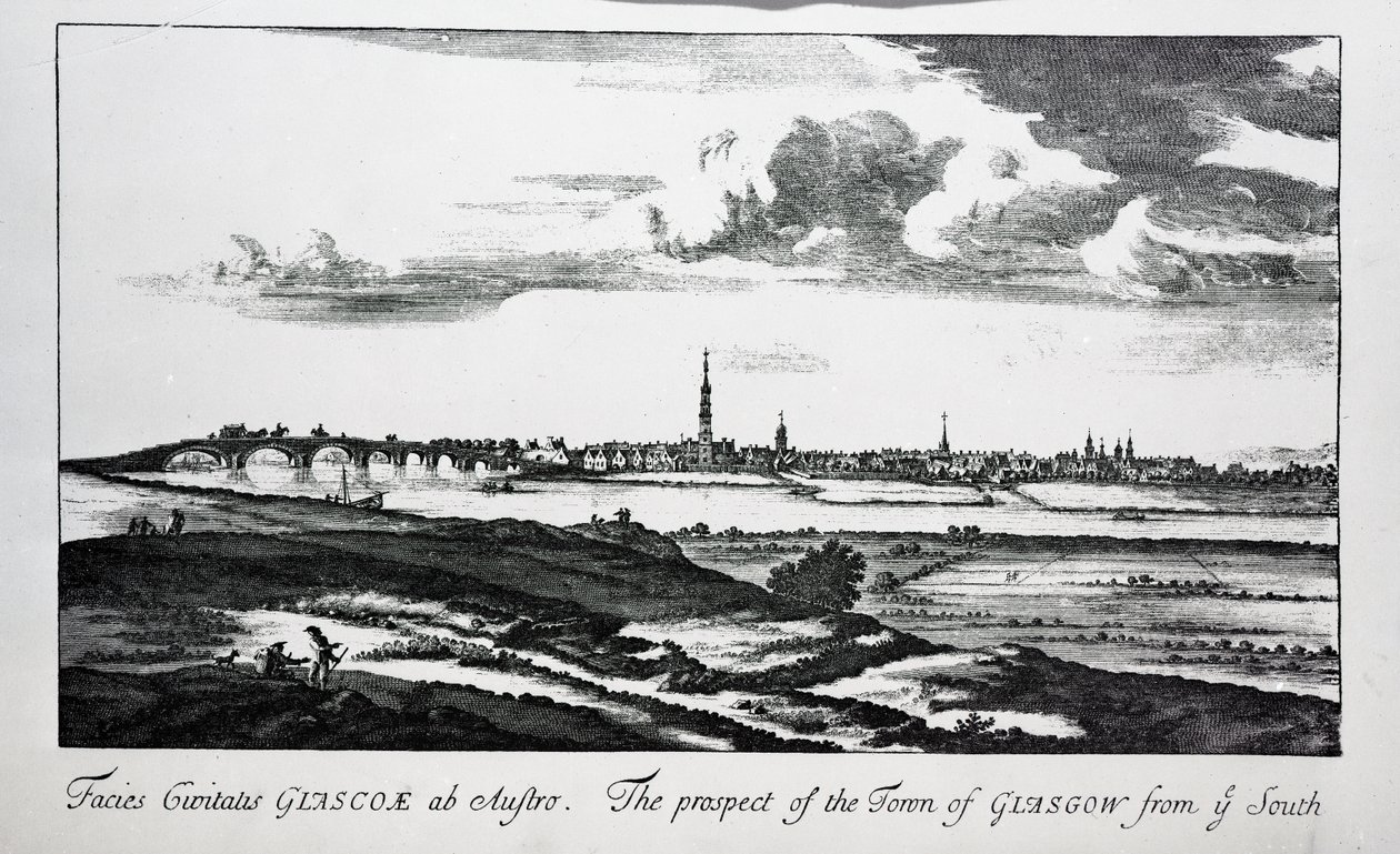 A perspectiva da cidade de Glasgow do sul, de &39;Theatrum Scotiae&39; por John Slezer, 1693 de John Slezer