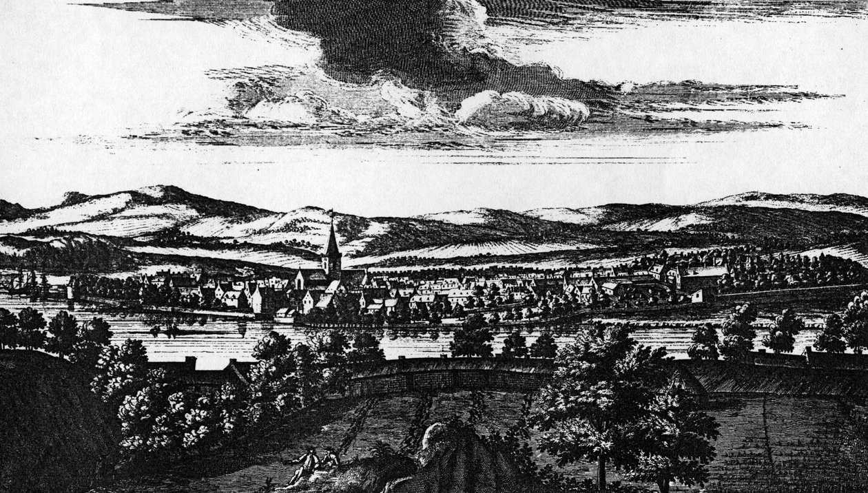 A perspectiva de ye Town of Perth, de &39;Theatrum Scotiae&39; por John Slezer, publicado em 1693 de John Slezer
