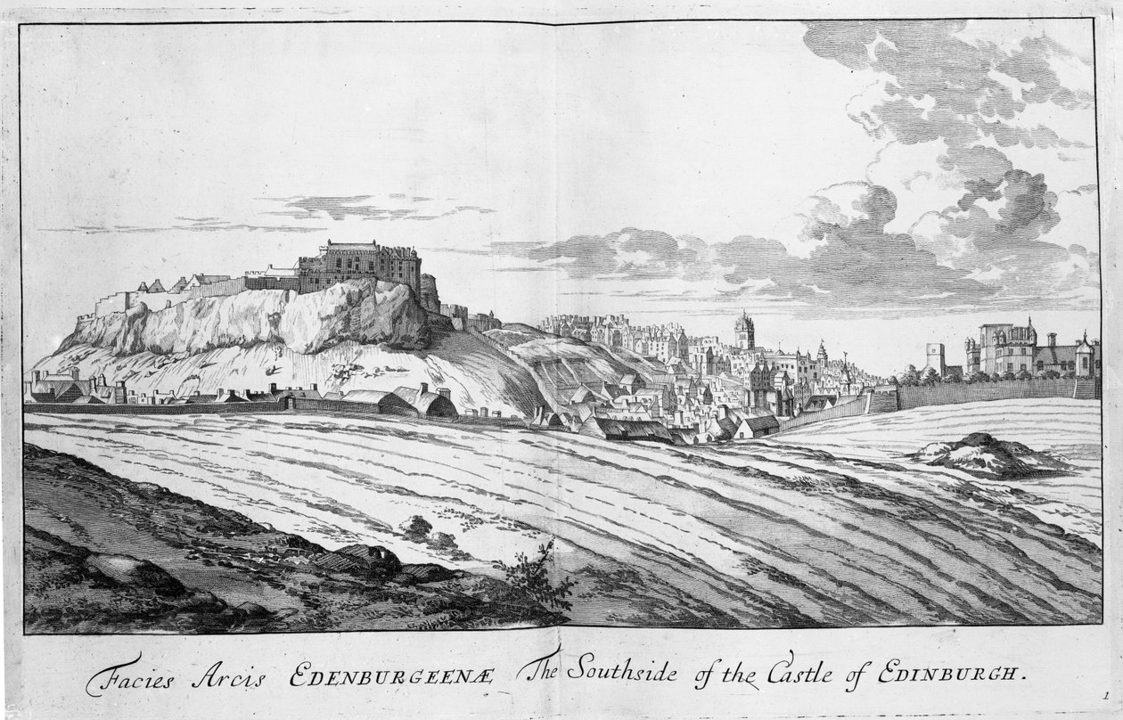 O lado sul do Castelo de Edimburgo, de &39;Theatrum Scotiae&39; de John Slezer, 1693 de John Slezer