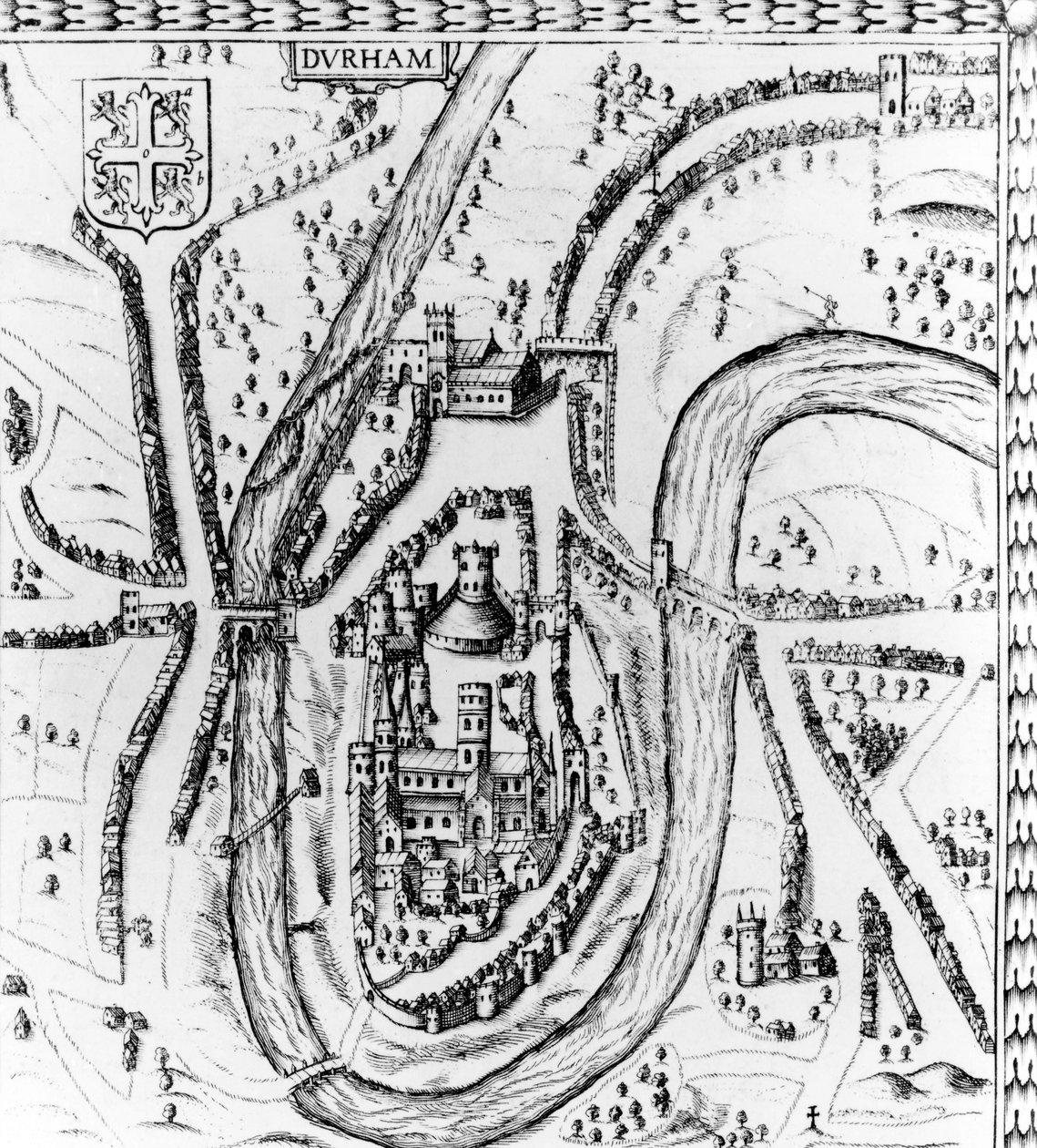 Mapa da cidade de Durham, c.1662 de John Speed