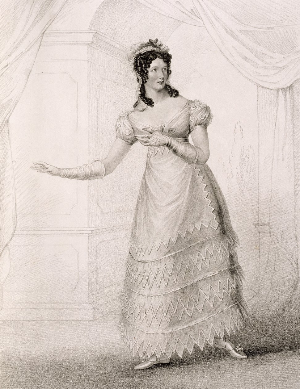 Miss Paton como Susanna em The Marriage of Figaro, pub. de Colnaghi de John Stewart