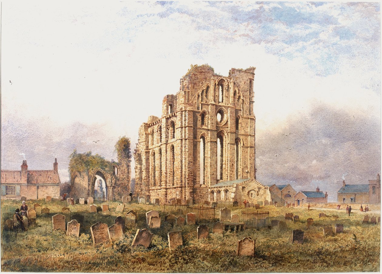 Priorado de Tynemouth, East End, 1878 (bodycolour, lápis e wc no papel) de John Storey