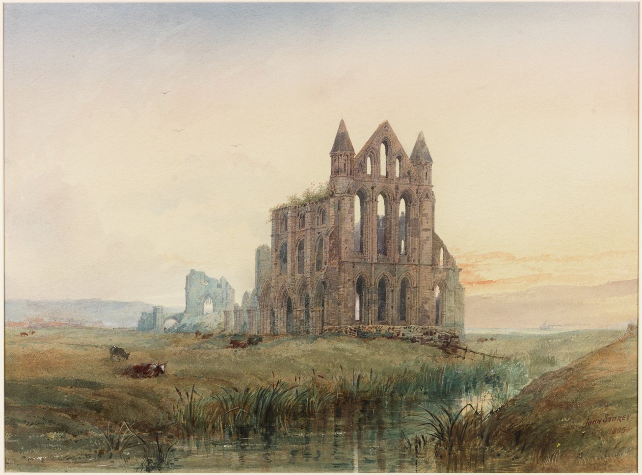 Abadia de Whitby (bodycolour, lápis e wc no papel) de John Storey