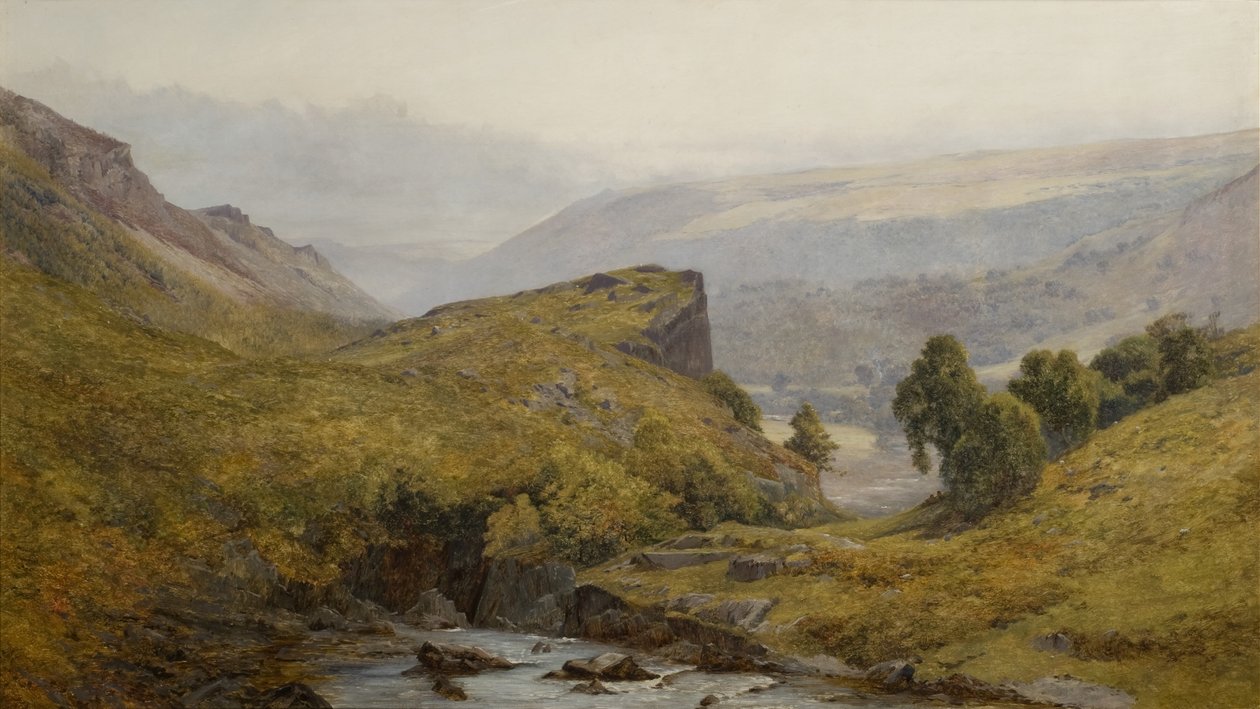 Uma bela manhã no vale do Lledr, North Wales óleo sobre tela de John Surtees