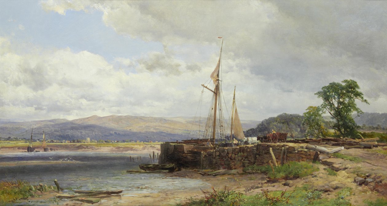 Estuário com barcos encalhados de John Syer Snr.