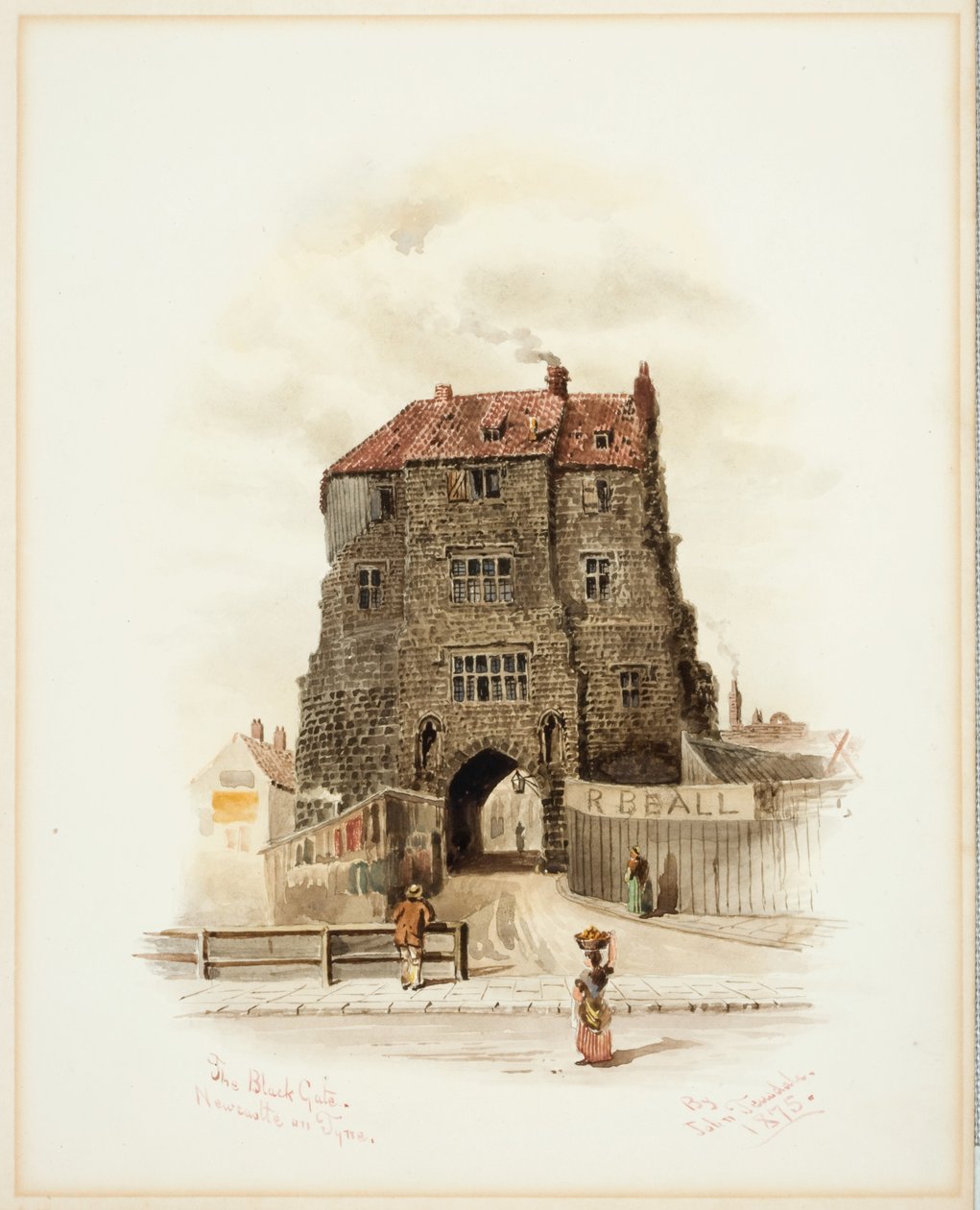 O Portão Negro, Newcastle upon Tyne (bodycolour) de John Teasdale