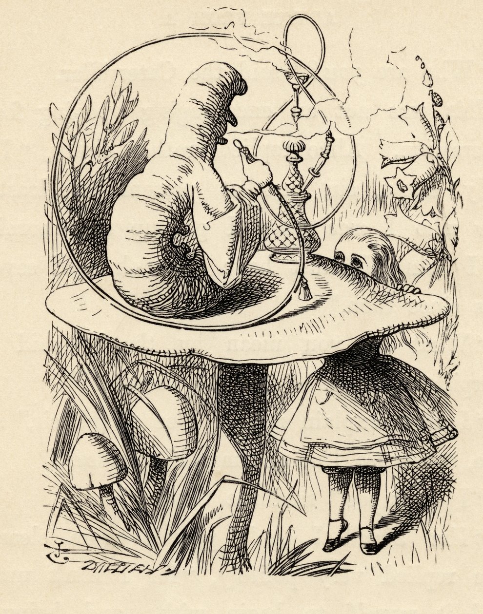 Conselhos de uma Caterpillar, de "Alice no País das Maravilhas", de Lewis Carroll, publicado em 1891 de John Tenniel
