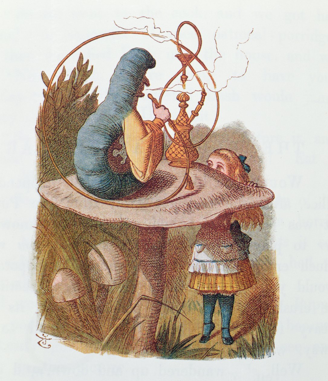 Alice e a lagarta, ilustração de "Alice no País das Maravilhas", de Lewis Carroll (1832-98), publicada por Macmillan, Nova York, 1866 de John Tenniel