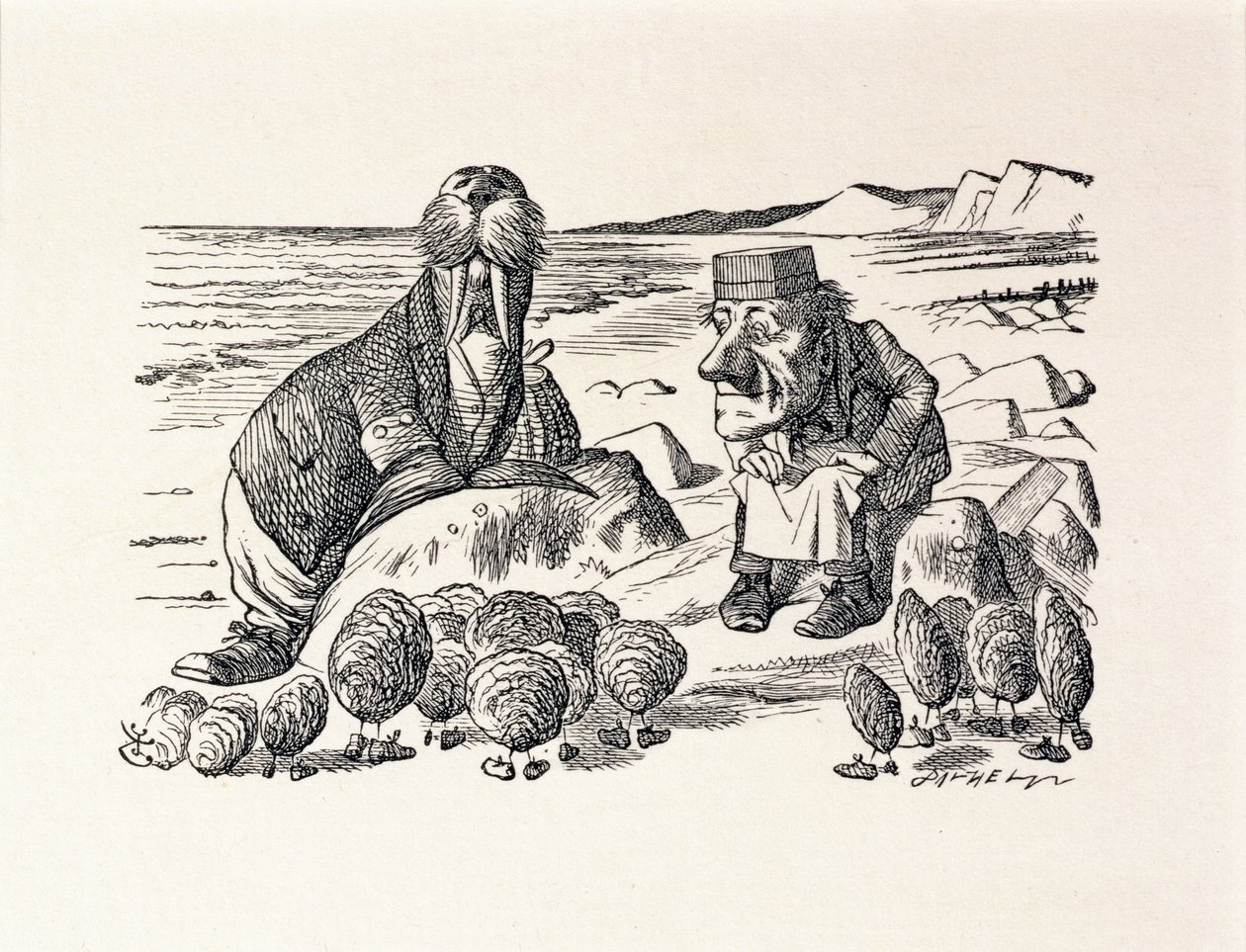 Mas espere um pouco, ilustração de &39;Através do Espelho&39; por Lewis Carroll de John Tenniel