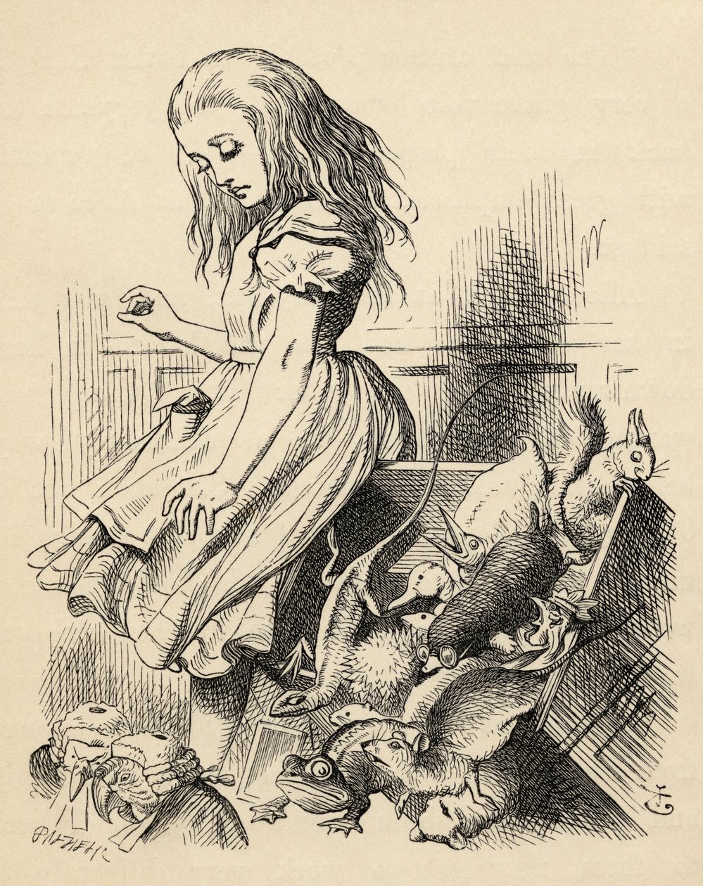 Gigante Alice perturba a Caixa do Júri, de &39;Alice no País das Maravilhas&39; por Lewis Carroll, publicado em 1891 de John Tenniel