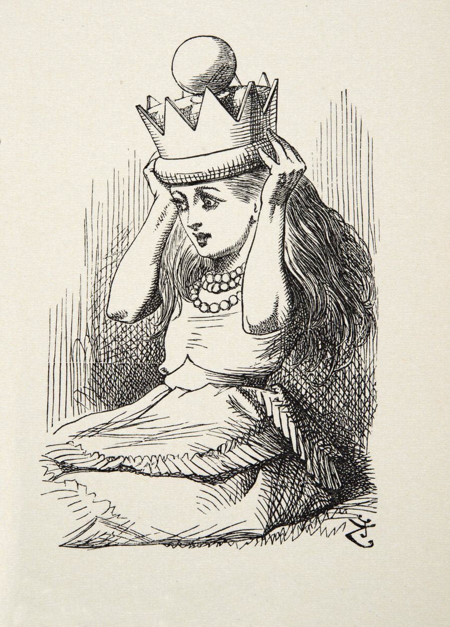 Rainha Alice, ilustração de Através do Espelho por Lewis Carroll (1832 - 98), 1872 de John Tenniel