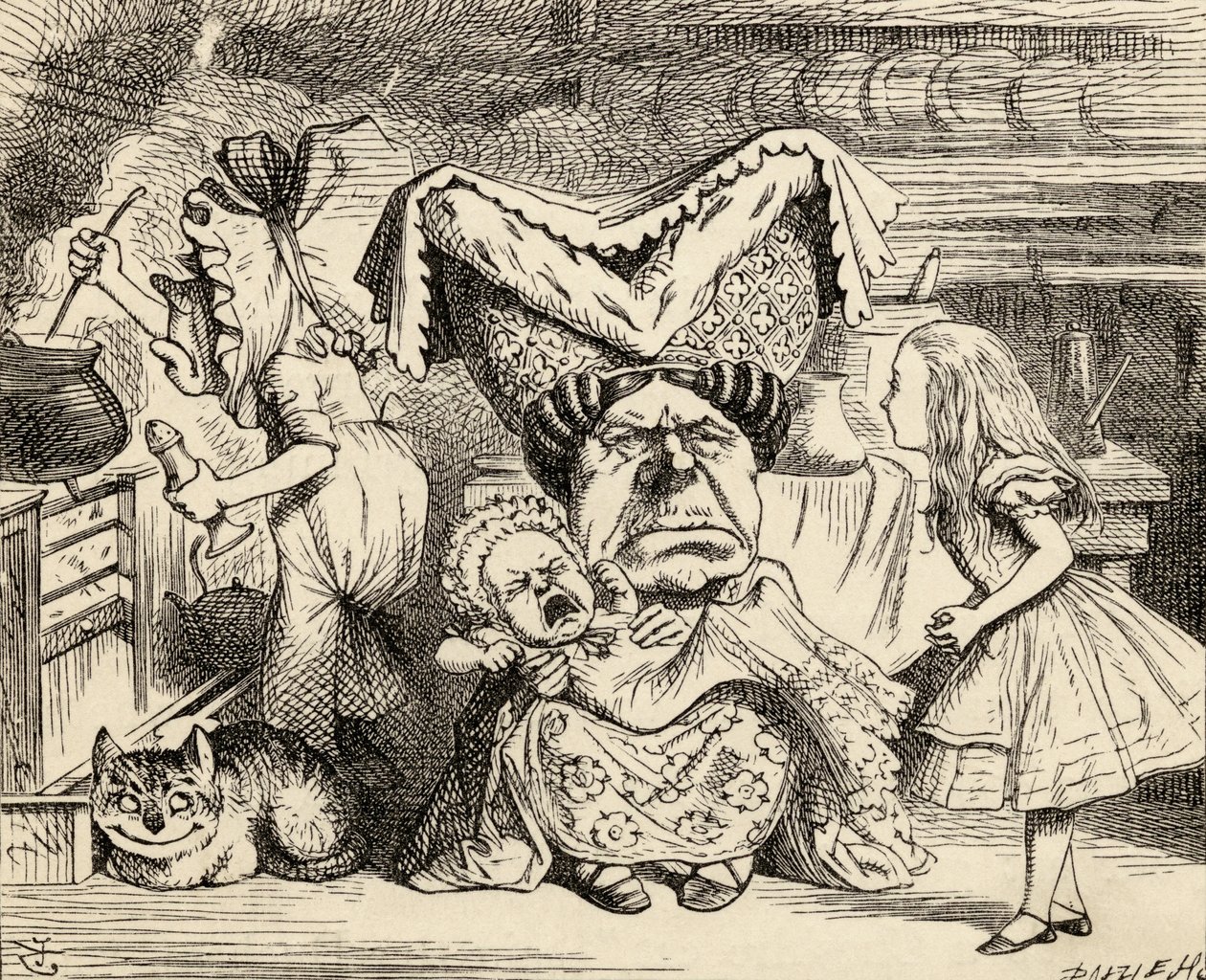 A duquesa com sua família, de "Alice no País das Maravilhas", de Lewis Carroll, publicou 1891 de John Tenniel