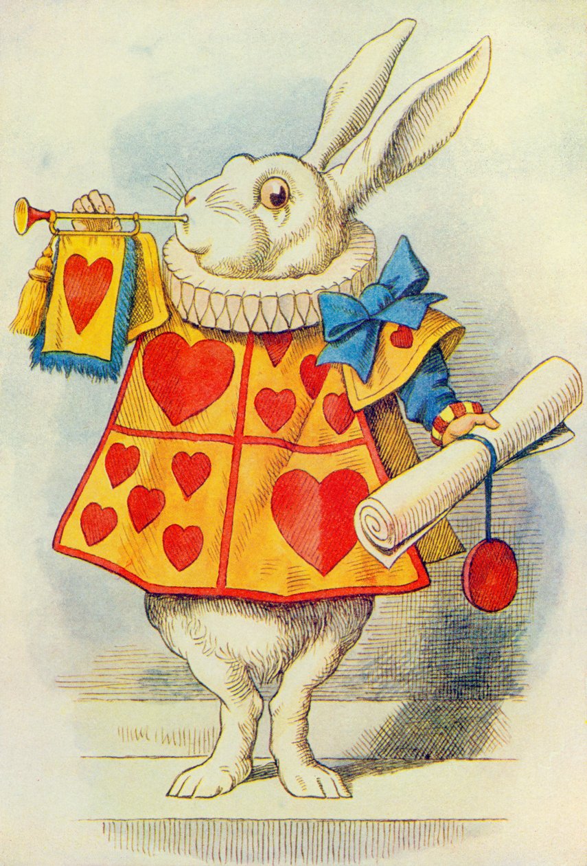 O coelho branco, ilustração de &39;Alice no país das maravilhas&39; por Lewis Carroll (1832-9) de John Tenniel