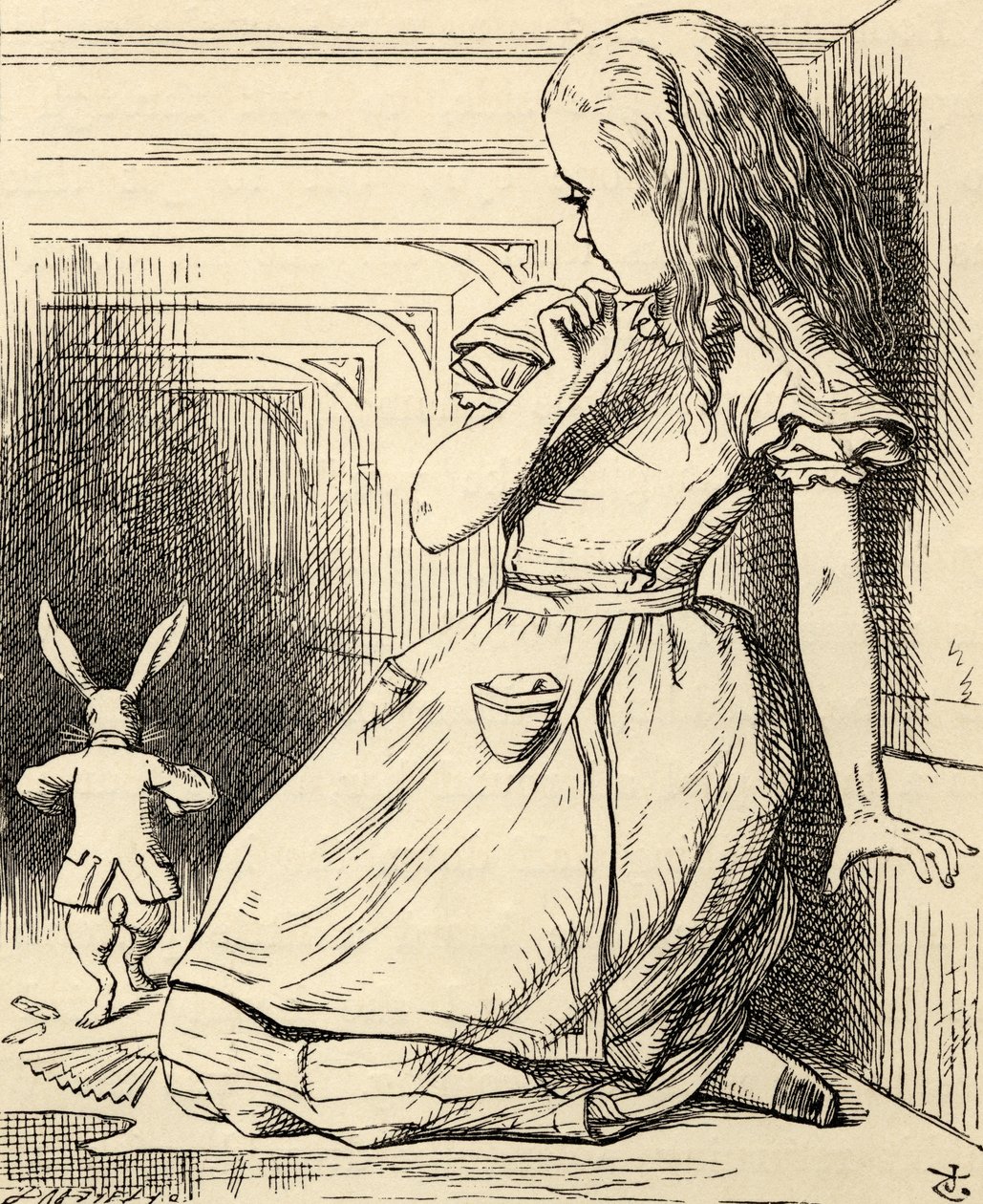 O coelho branco está atrasado, de &39;Alice no país das maravilhas&39; por Lewis Carroll, publicado em 1891 de John Tenniel