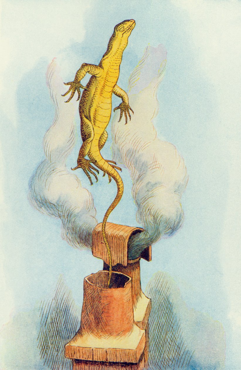 &39;Lá vai Bill!&39;, Ilustração de &39;Alice no País das Maravilhas&39; por Lewis Carroll (1832-9) de John Tenniel