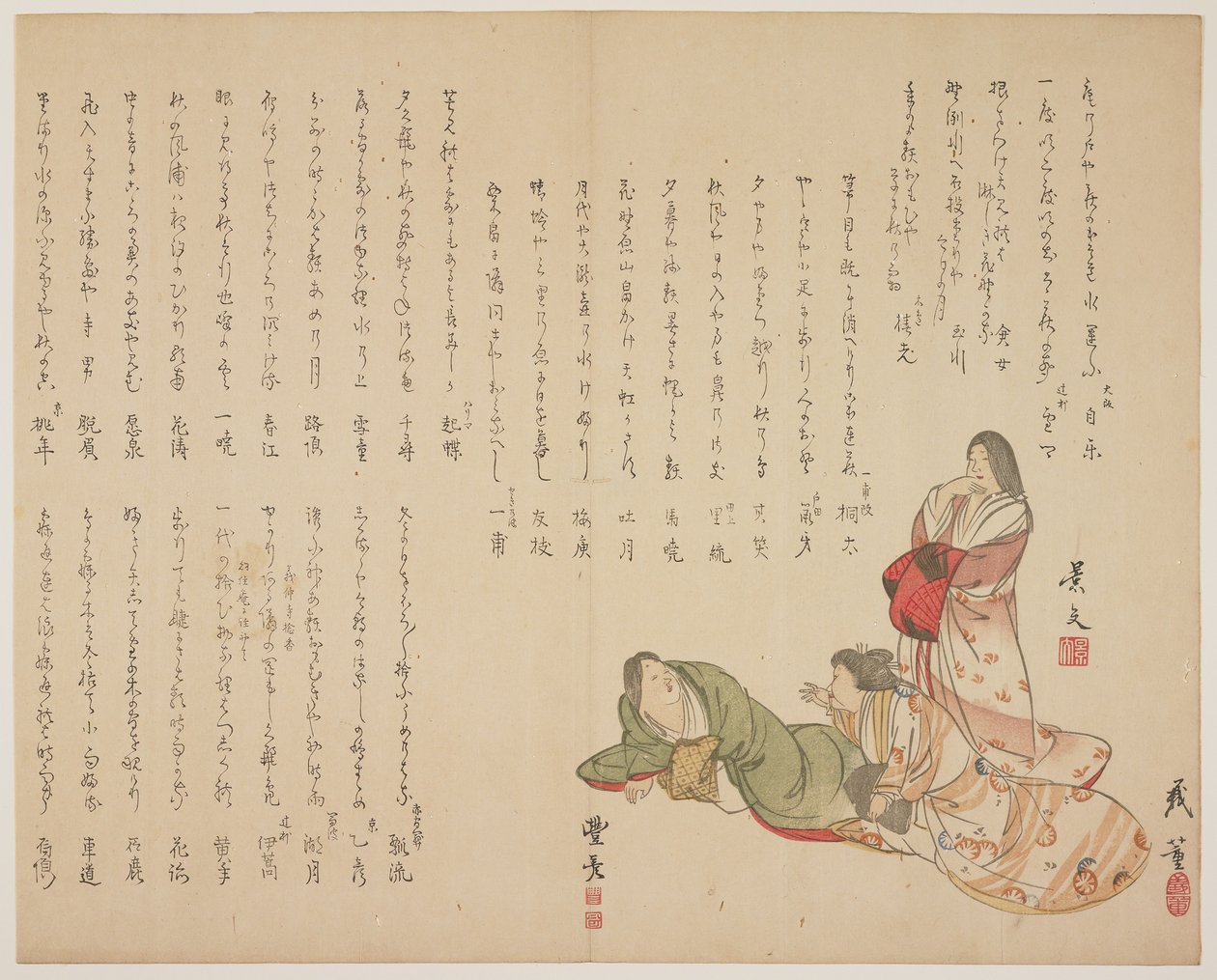 (Três mulheres em trajes da corte), c. 1818 de John Thomas Barber Beaumont