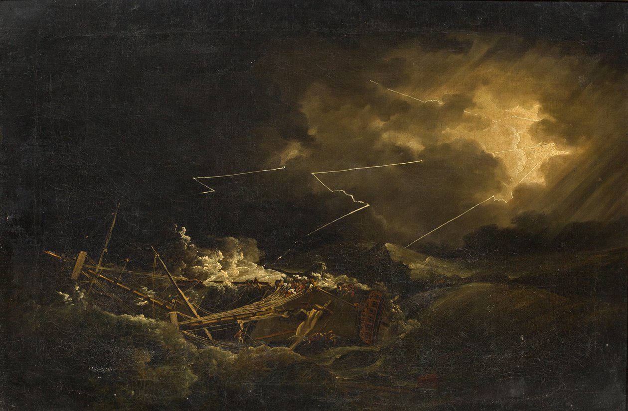 O naufrágio do Castelo HMS Deal em Porto Rico durante o grande furacão de 1780 de John Thomas Serres
