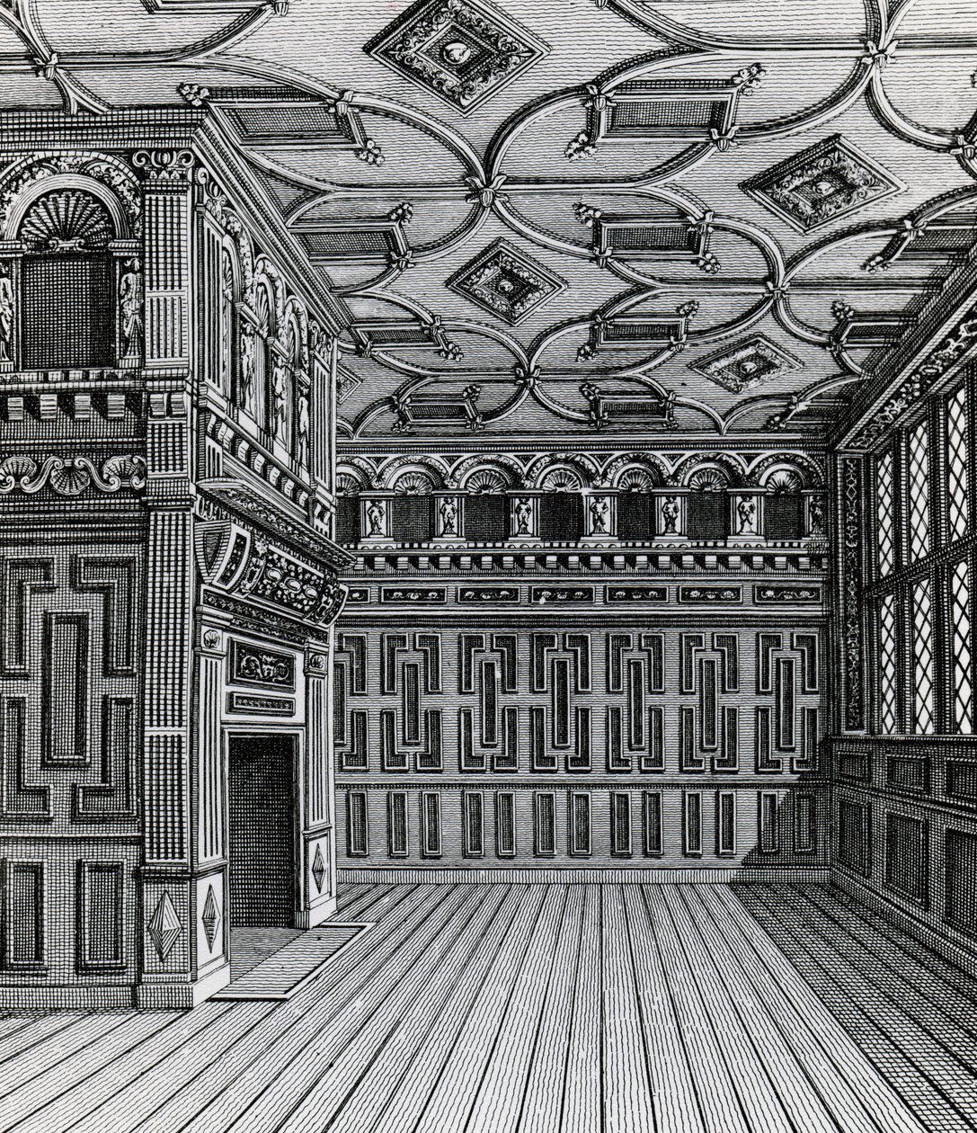 Um Apartamento Superior da mesma Mansão Magnífica, publicado na "Topografia Antiga de Londres" de Smith, 1815 de John Thomas Smith
