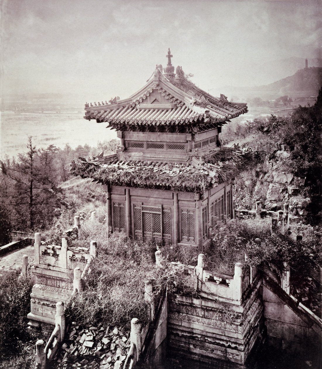 Pagode Repleto de Vegetação, c.1855-65 (collotype) de John Thomson