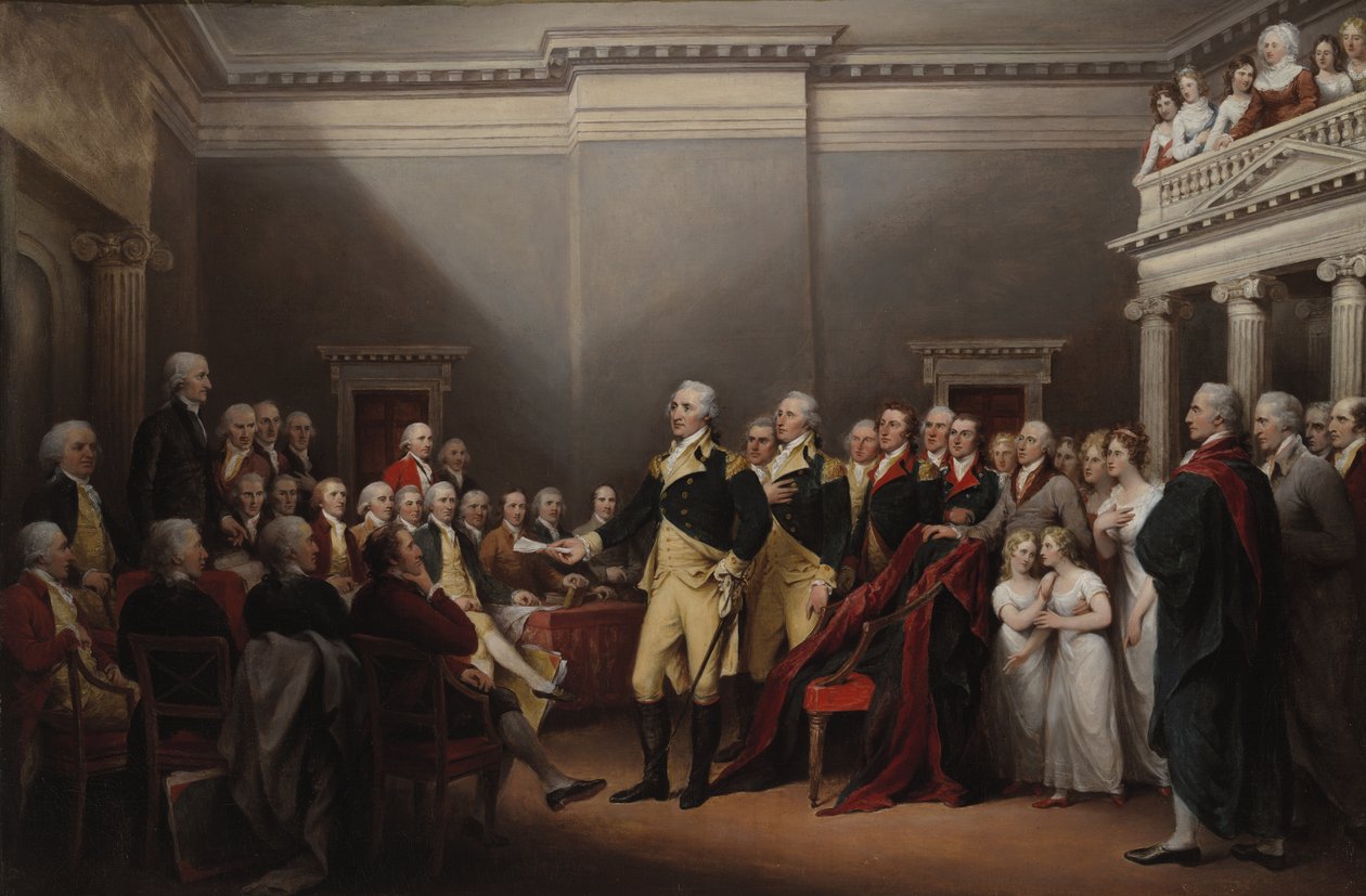 A renúncia de George Washington em 23 de dezembro de 1783, c.1822 de John Trumbull