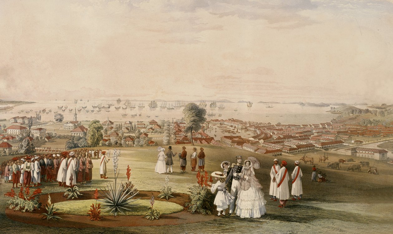 Vista de Cingapura de Fort Canning, 1846 (wc no papel) de John Turnbull Thomson