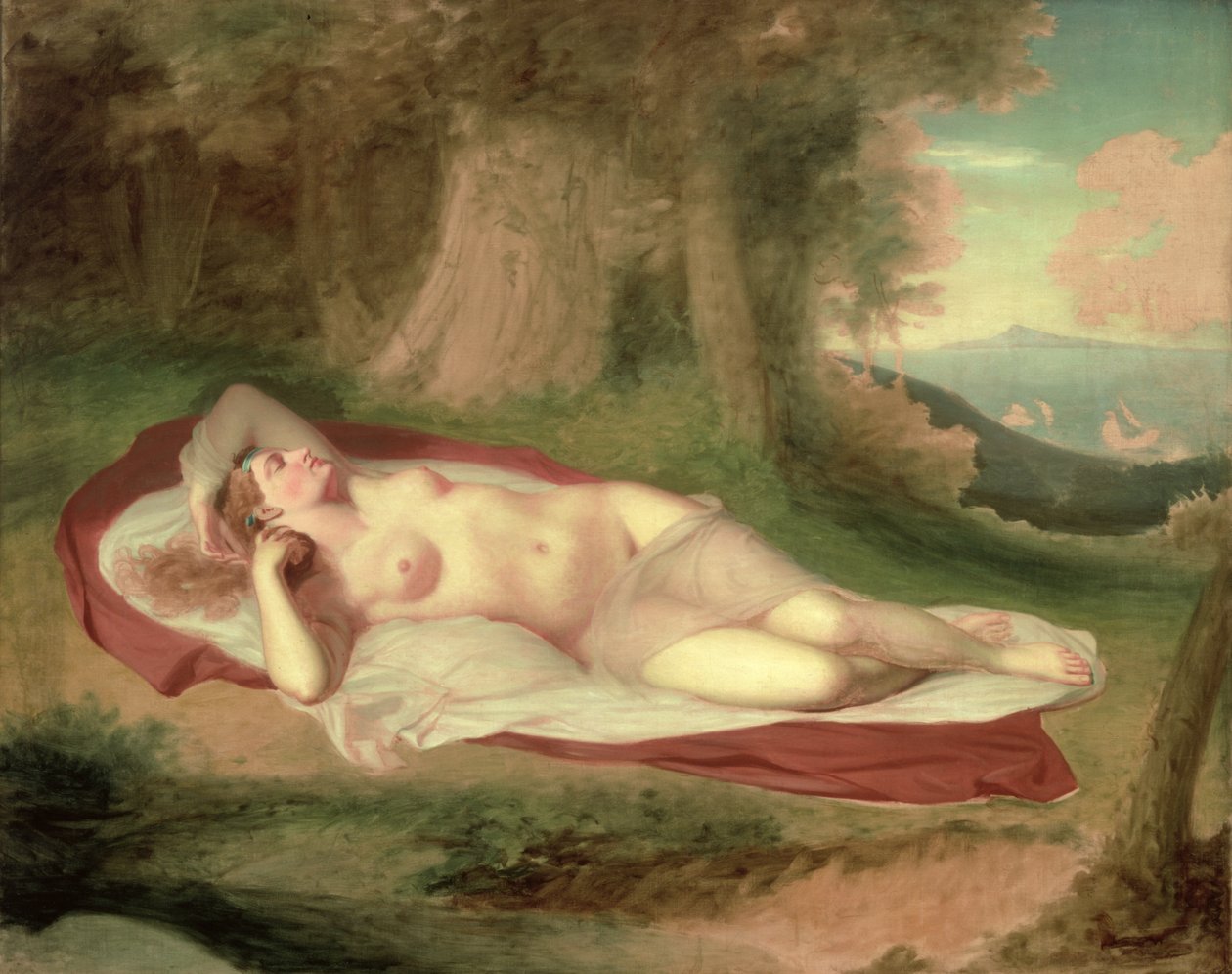 Ariadne dormindo na ilha de Naxos, 1831 de John Vanderlyn