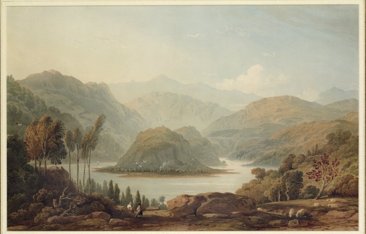 Vista do rio Mondego, Espanha, 1813 de John Varley