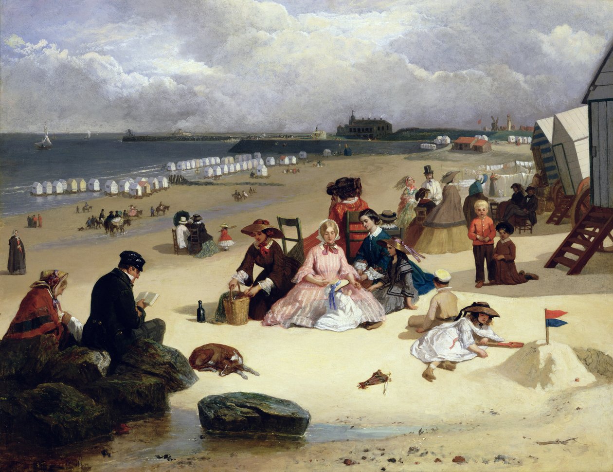 Littlehampton Beach com o Pier, Climping além c.1888 de John W. Eyres