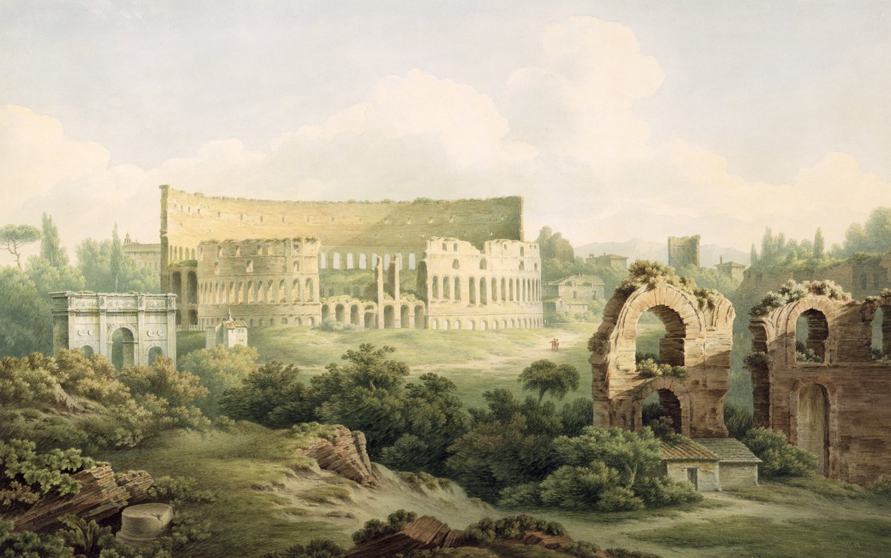 O Coliseu, Roma, 1802 (wc sobre grafite em papel wove) de John Warwick Smith