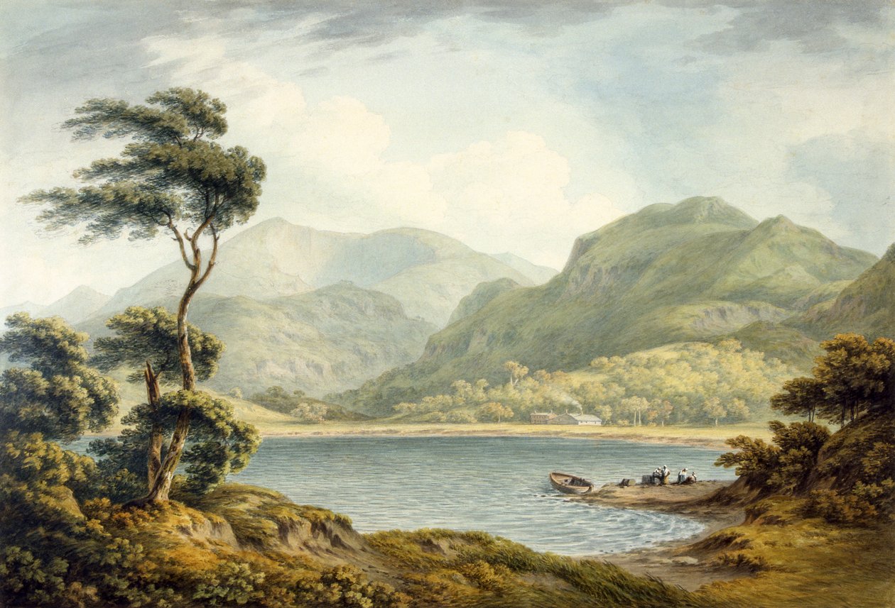A extremidade superior do lago Coniston, Lancashire, 1801 de John Warwick Smith